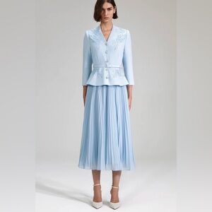 Self-Portrait Sky Blue Midi Dress